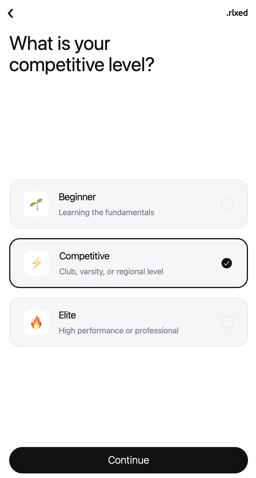 My Journal - Set competitive level and training goals